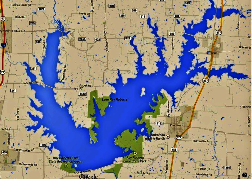 Map of Lake Ray Roberts